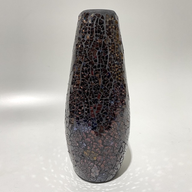 VASE, Black Orange Glass Mosaic